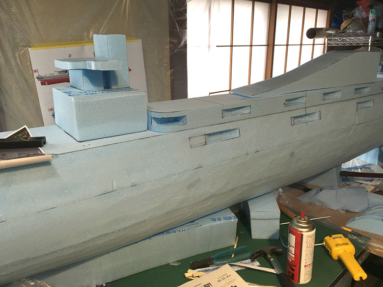 記念艦 三笠 半立体製作2 ディスプレイ 展示 厚木 厚木市 愛甲石田 横須賀市 横須賀 記念艦 戦艦 三笠 三笠ビル商店街 入口装飾 ファクトリーマオ   ファクトリーマオ株式会社