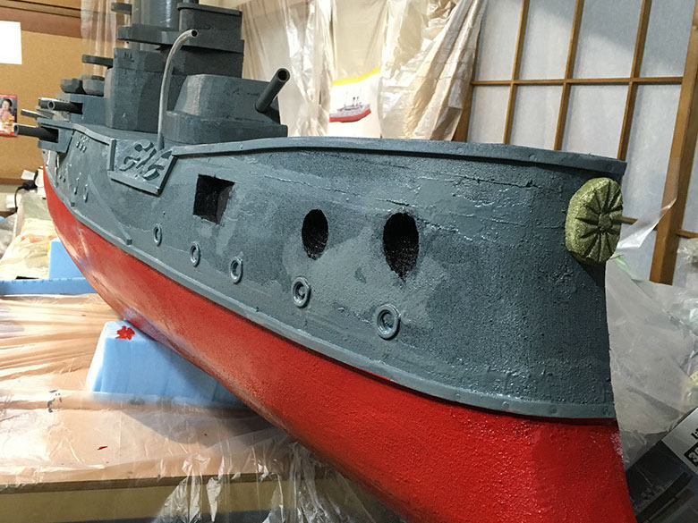記念艦 三笠 半立体完成 ディスプレイ 展示 厚木 厚木市 愛甲石田 横須賀市 横須賀 記念艦 戦艦 三笠 三笠ビル商店街 入口装飾 ファクトリーマオ   ファクトリーマオ株式会社
